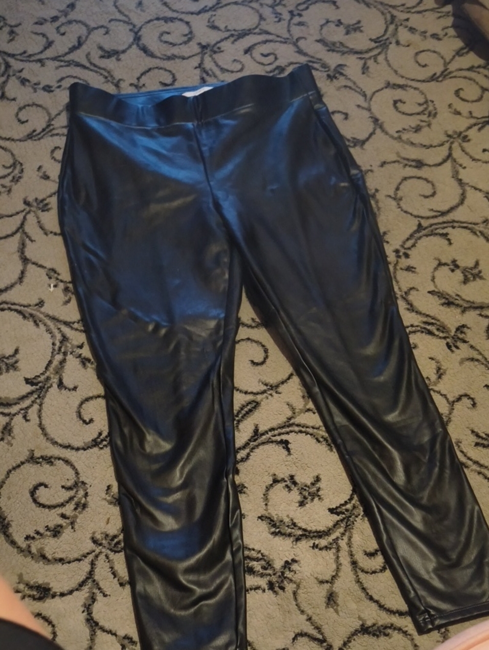 Loft Faux Leather Black Leggings Loft Skinny Leg Wore Onece